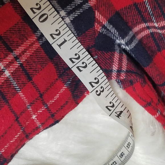 Hooded Button Down Flannel Plaid Shirt L - Picture 3 of 4